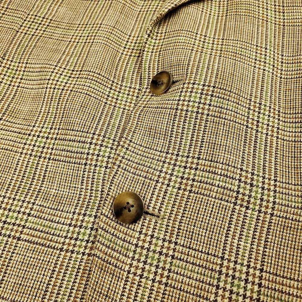 Paul Stuart Blazer Mens 43S Wool Silk Linen Houndstooth Plaid Scottish Tweed - Picture 8 of 14